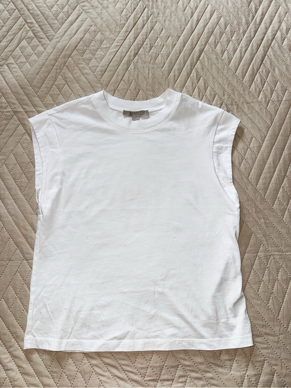Allsaints White Sleeveless Crewneck Tank Top